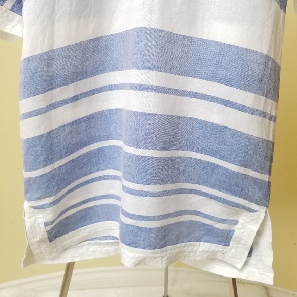 Banana Republic Blue and White 100% Linen Tunic/Caftan Swin Coverup Size XS - Picture 6 of 7